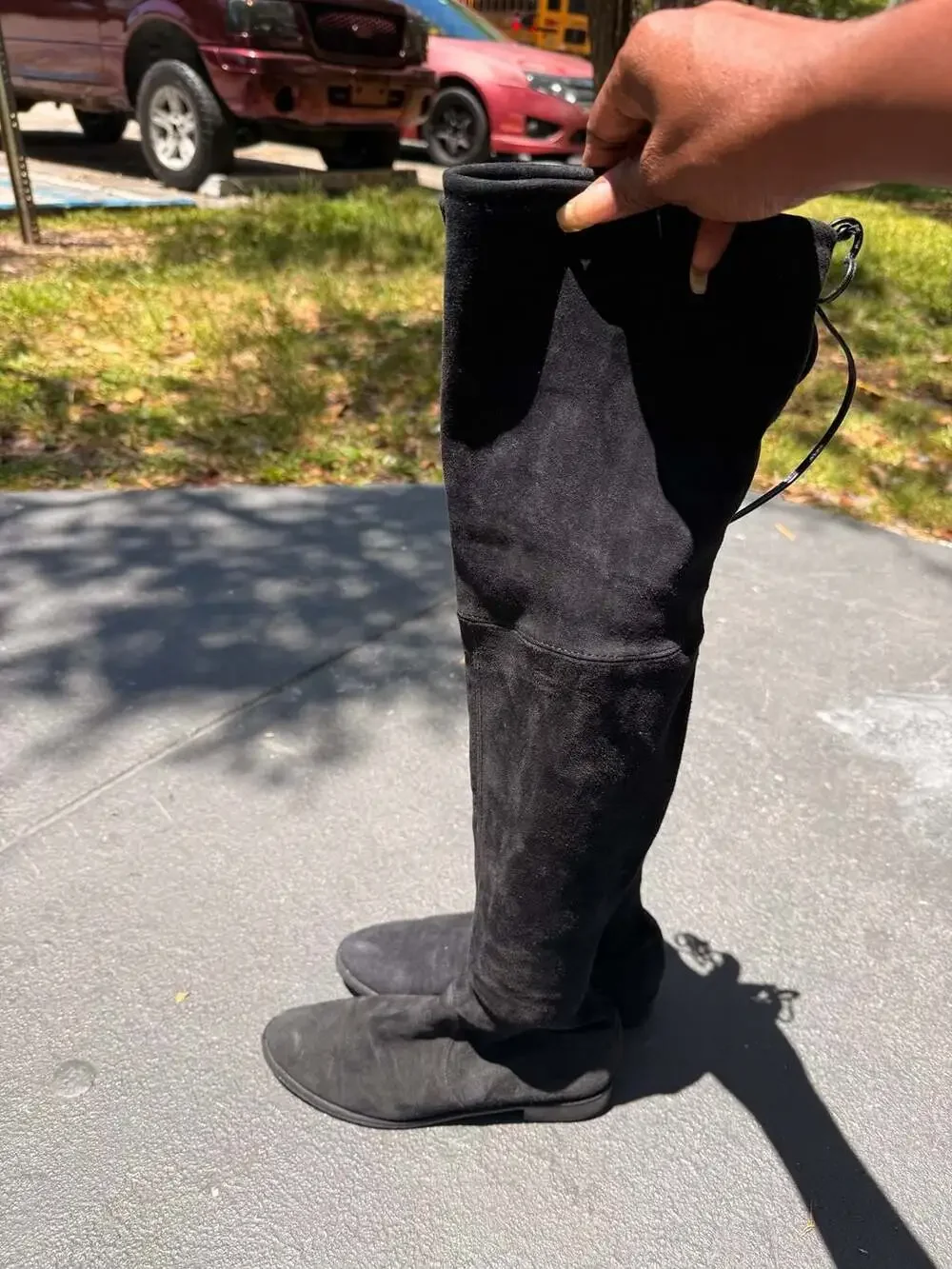 Stuart Weitzman Lowland Black Suede Over-The-Knee Boots Size 7